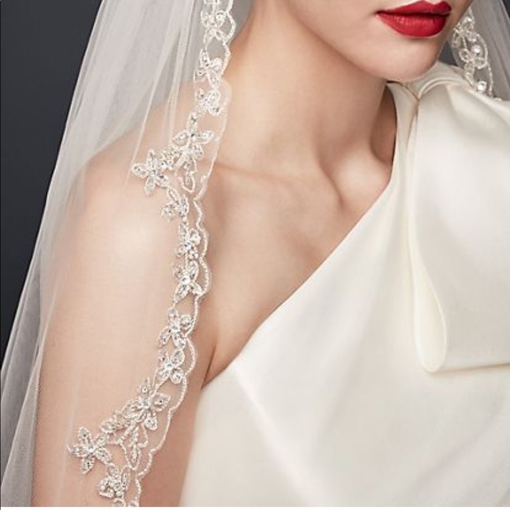 David’s Bridal Filigree Metallic Cathedral Veil